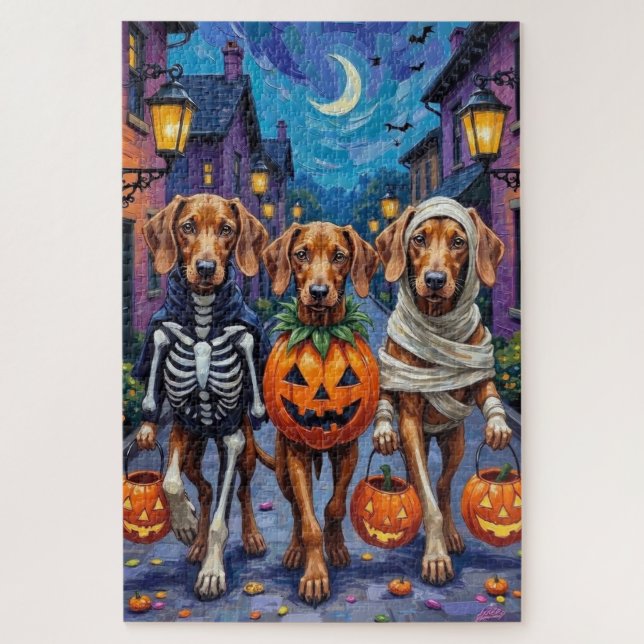Puzzle Chiens Vizsla faisant Trick-or-Treating en costume (Vertical)