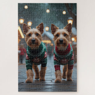 Puzzle Chiens Wire Fox Terrier Noël Neige Fêtes