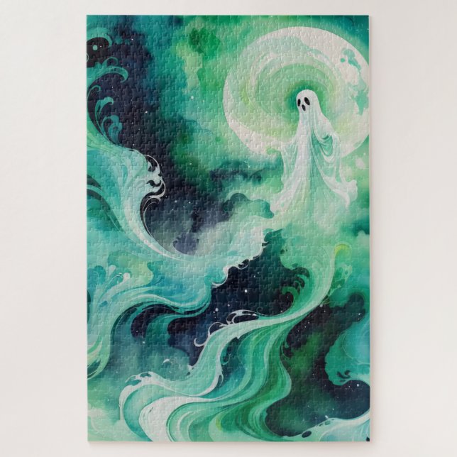 Puzzle Chiffre de gîte vert avec lune (Vertical)