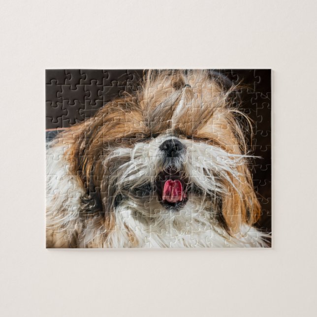 Puzzle Chih tzu hurler langue drôle mignon (Horizontal)