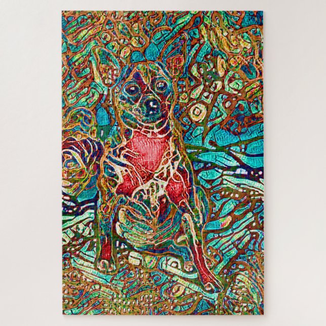 Puzzle Chihuahua Art coloré portrait de chien psychédéliq (Vertical)