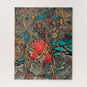 Puzzle Chihuahua Art Turquoise Brown Portrait de chien