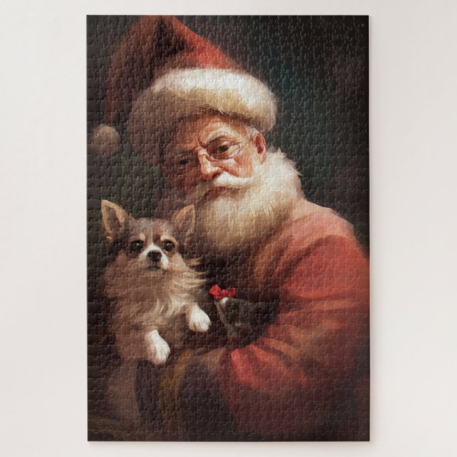 Puzzle Chihuahua avec Noël Festif du Père Noël (Vertical)