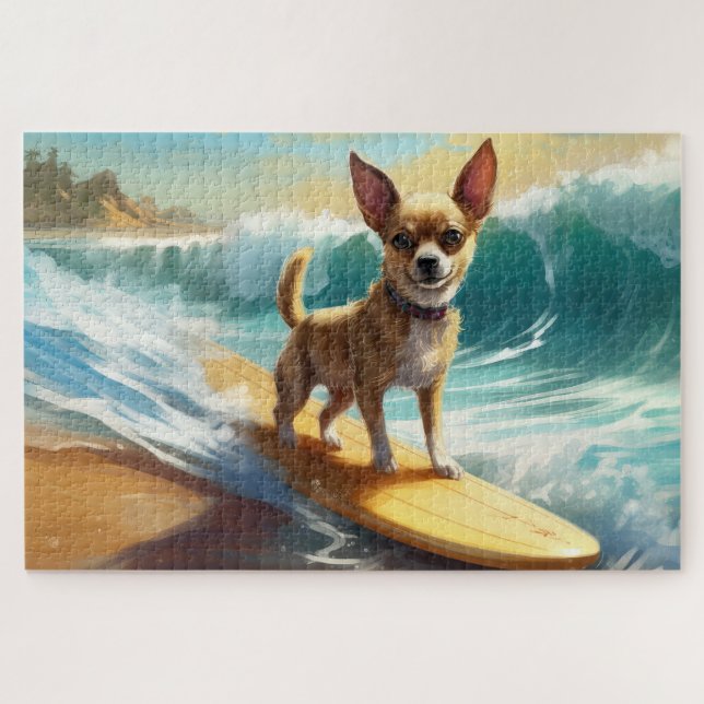 Puzzle Chihuahua Beach Surf Peinture (Horizontal)