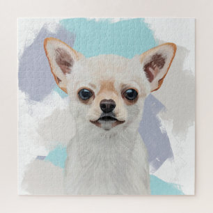 Puzzle Chihuahua Chien blanc mignon Abstrait Arrière - pl