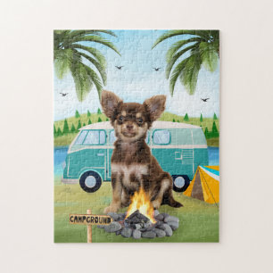 Puzzle Chihuahua Chien Camping