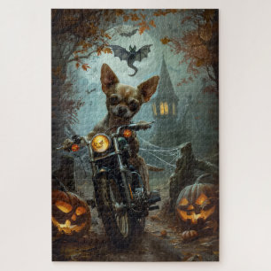 Puzzle Chihuahua équitation moto Halloween effrayant