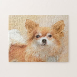 Puzzle Chihuahua Peinture de Chien à long Haired Art orig