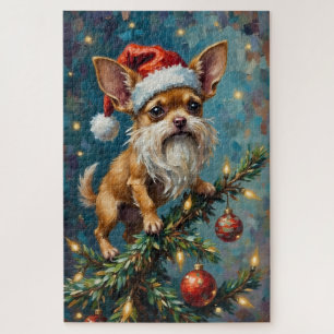 Puzzle Chihuahua perché au sommet du chapeau de l'arbre d