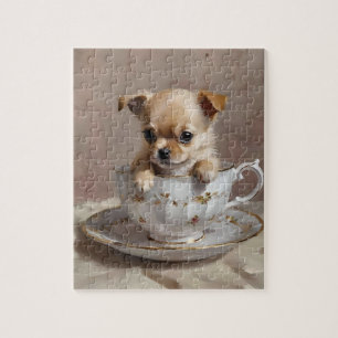 Puzzle Chihuahua Puppy Dans Une Peinture À Huile De Teint