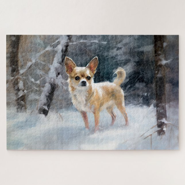 Puzzle Chihuahua  Qu'il neige Noël (Horizontal)