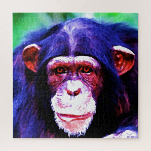 Puzzle Chimpanzee - Animal Art İllustration Painting
