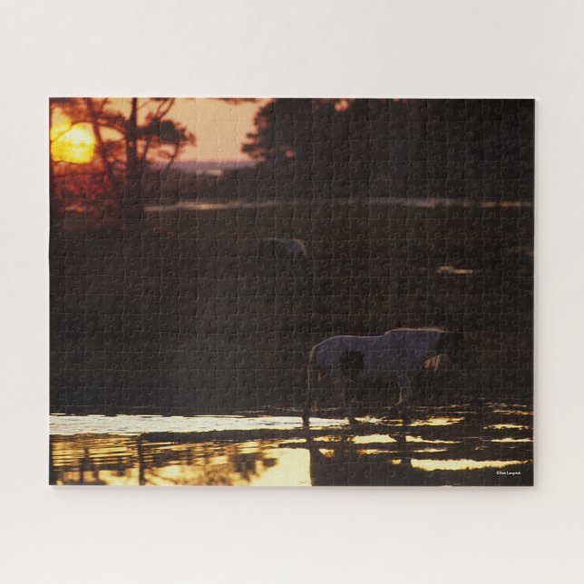 Puzzle Chincoteague marche dans l'eau au coucher du solei (Horizontal)