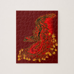Puzzle Chine Dragon rouge et or design