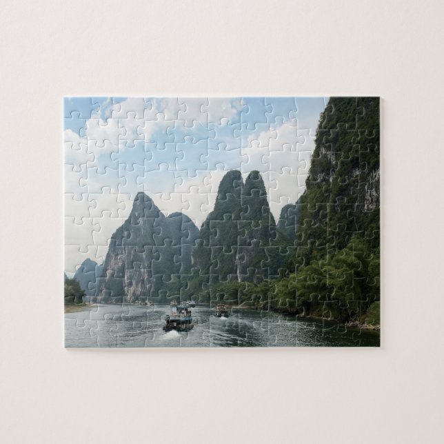 Puzzle Chine, Guilin, rivière Li, bateaux de rivière bord (Horizontal)