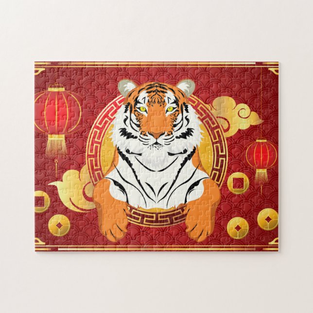 Puzzle Chinese new year design with tiger (Horizontal)