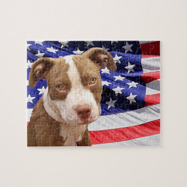 Puzzle Chiot américain Pitbull (Horizontal)