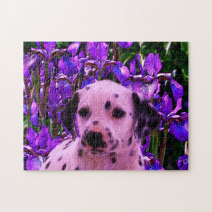 Puzzle Chiot dalmate Iris Fleurs de Chien Art