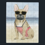 Puzzle Chiot du hot-dog | dans des lunettes de soleil à<br><div class="desc">Cette copie d'aquarelle comporte un chiot dans des lunettes de soleil appréciant la plage | par grâce Popp</div>