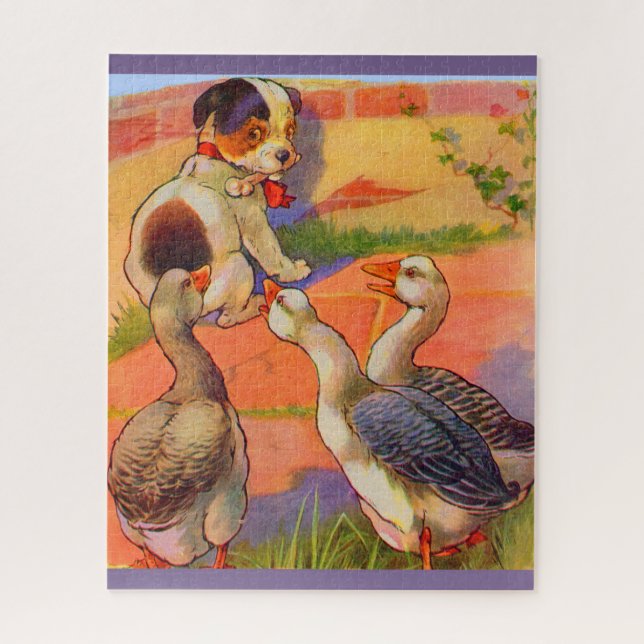 Puzzle Chiot et oie des années 1930 (Vertical)