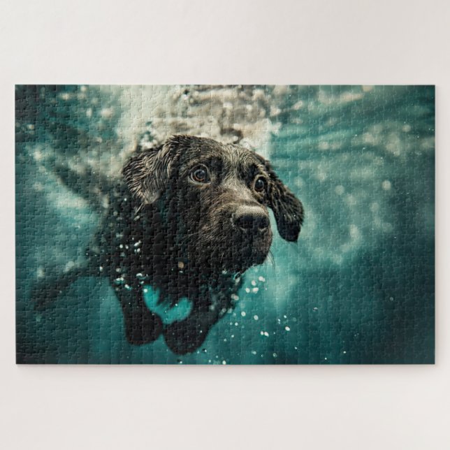 Puzzle Chiot Labrador Nageant Sous l'Eau Design (Horizontal)