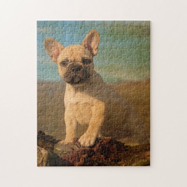 Puzzle Chiot mignon de bouledogue français, cru (Vertical)