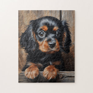 Puzzle Chiot noir et tan Cavalier