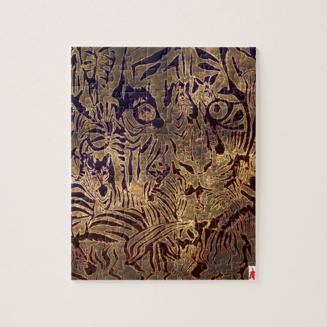 Puzzle chiot rouge "Tiger & Zebras Black and Gold" (Vertical)