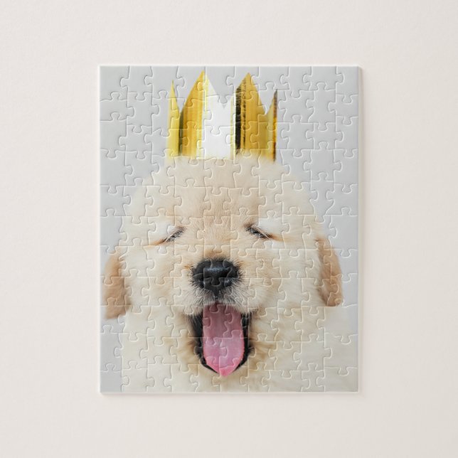 Puzzle Chiot royal endormi avec couronne (Vertical)