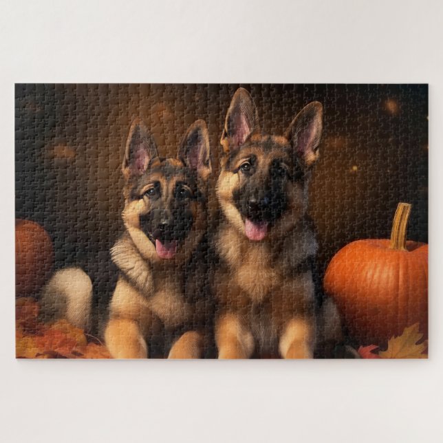 Puzzle Chiots Berger Allemand Délice d'Automne Citrouille (Horizontal)