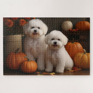 Puzzle Chiots Bichon Frise Délice d'Automne Citrouille