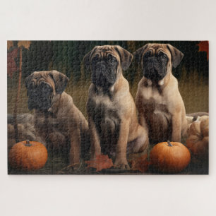 Puzzle Chiots Bullmastiff Délice d'Automne Citrouille