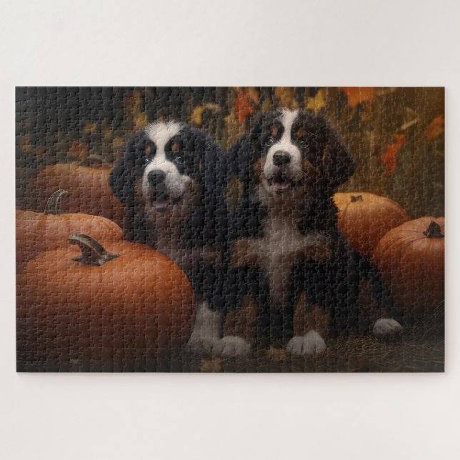 Puzzle Chiots de Montagne Bernois Délice d'Automne Citrou (Horizontal)