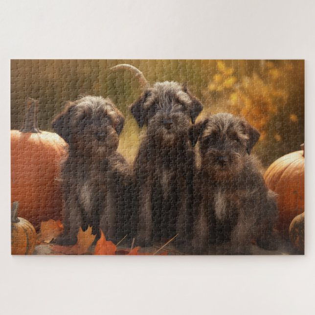 Puzzle Chiots Griffon à Poil Dur Automne (Horizontal)