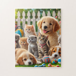 Puzzle Chiots joueurs & Chatons curieux