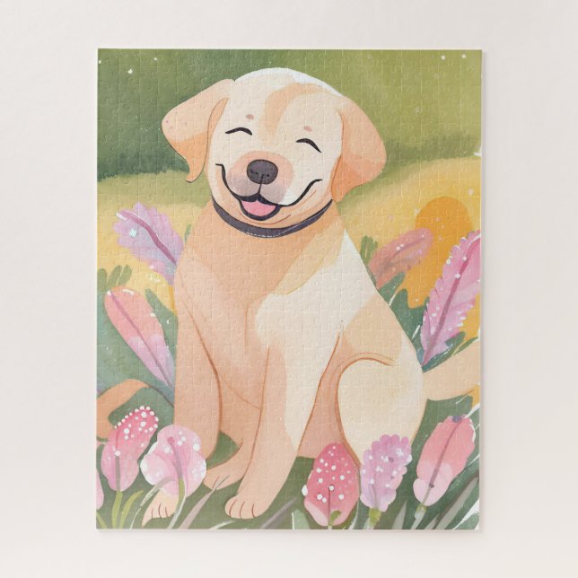 Puzzle Chiots Labrador Retriever | Lab Dog Mignon Aquarel (Vertical)