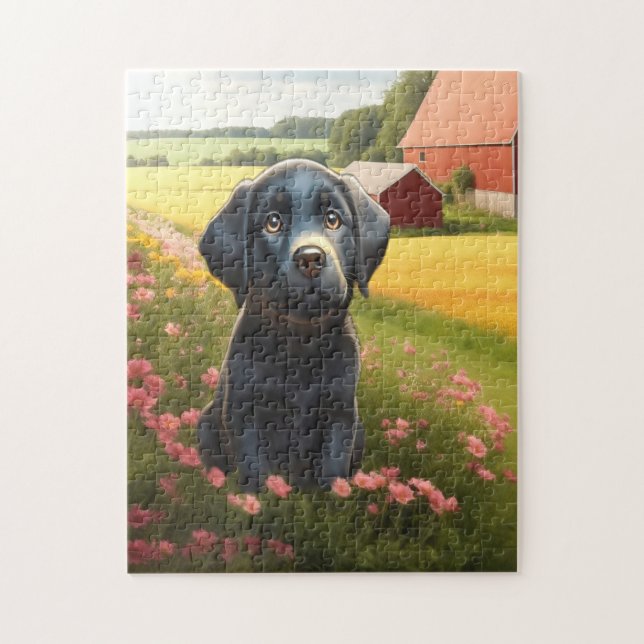 Puzzle Chiots Labrador Retriever Noir (Vertical)