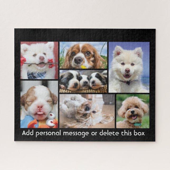 Puzzle Chiots mignons avec message personnalisé (Horizontal)