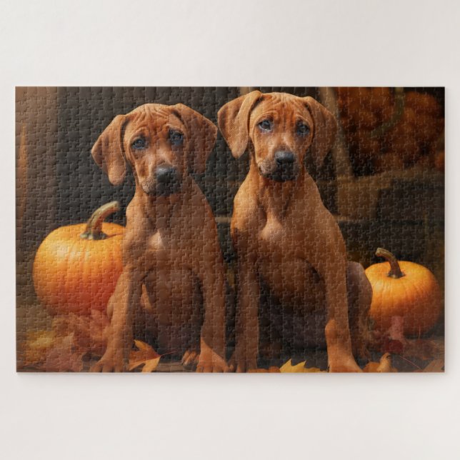 Puzzle Chiots Rhodesian Ridgeback Autumn Delight Pumpkin (Horizontal)