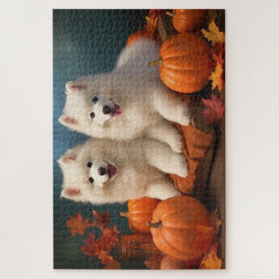 Puzzle Chiots Samoyède Délice d'Automne Citrouille