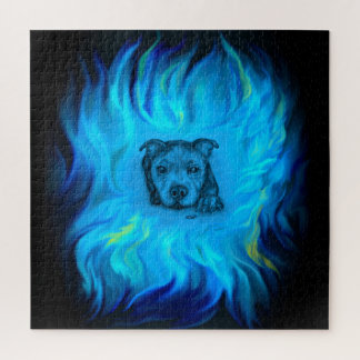 Puzzle Chiots Staffy Bleu