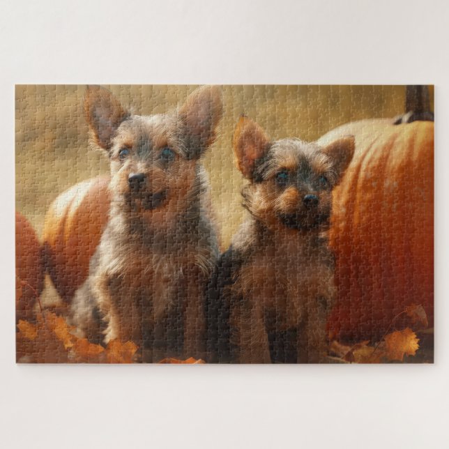 Puzzle Chiots Terrier Australien Délice d'Automne Citroui (Horizontal)