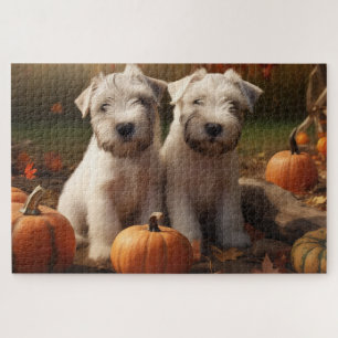 Puzzle Chiots Terrier Irlandais Délice d'Automne Citrouil