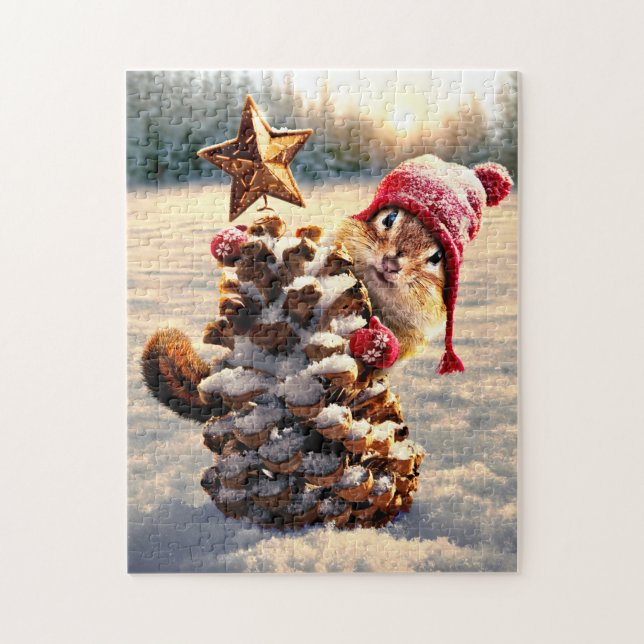 Puzzle Chipmunk Avec Pine Cone Tree (Vertical)