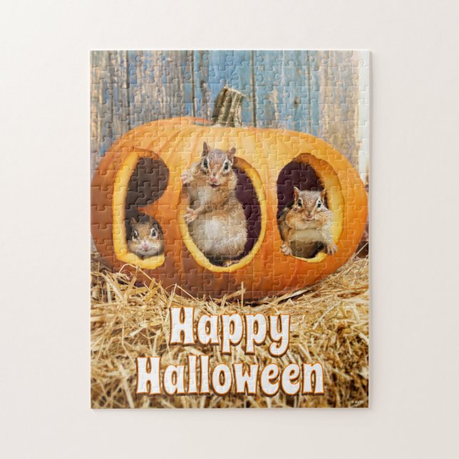 Puzzle Chipmunks à l'intérieur de Boo Jack-o-Lantern (Vertical)