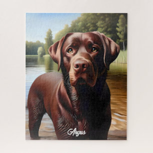 Puzzle Chocolat Labrador et lac
