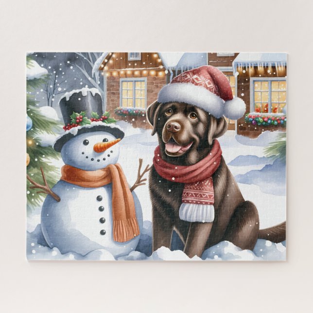 Puzzle Chocolat Labrador Retriever Chien Snowman Chiot (Horizontal)