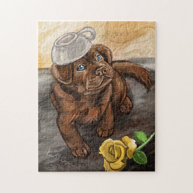Puzzle Chocolat Latte Labrador Pup Art (Vertical)