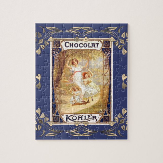Puzzle chocolat victorien étiquette floral élégant (Vertical)