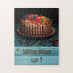 Puzzle Chocolate Cookies Fancy Birthday Cake Candles<br><div class="desc">This birthday cake jigsaw puzzle is great for a birthday gift!  Personalize it for that special person you love!</div>